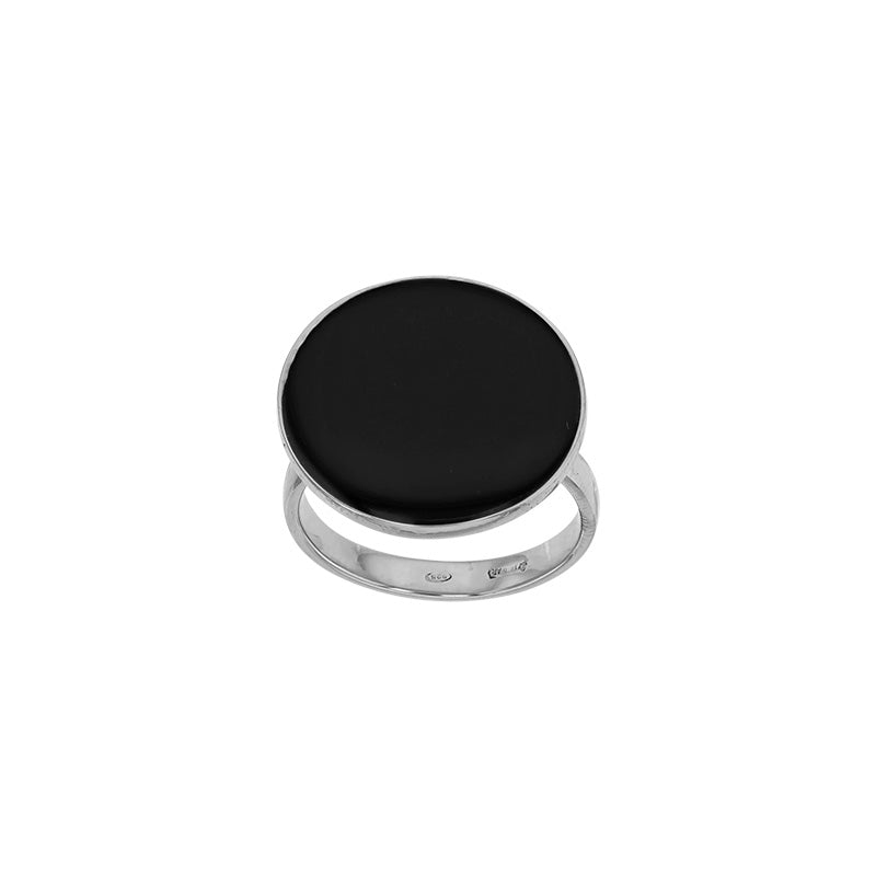Bague Ronde Émail Beige , Noir et rouge