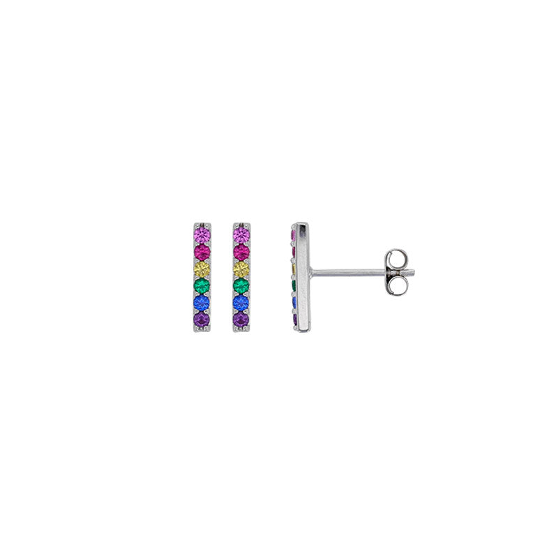 Boucles d'oreilles puces ligne pierres Élisa