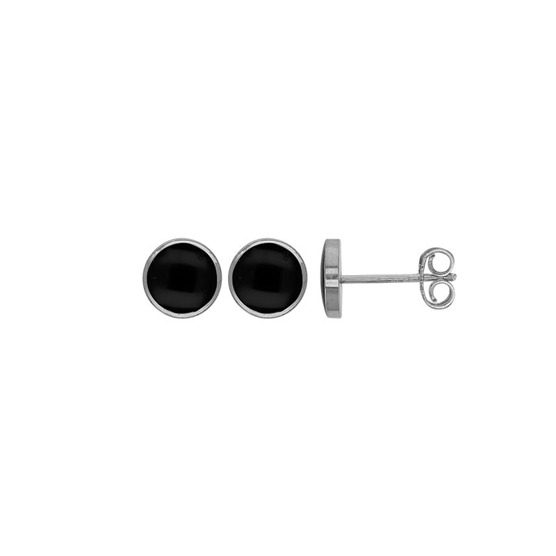 Boucles d’Oreilles Puces Rondes Émail Rouge