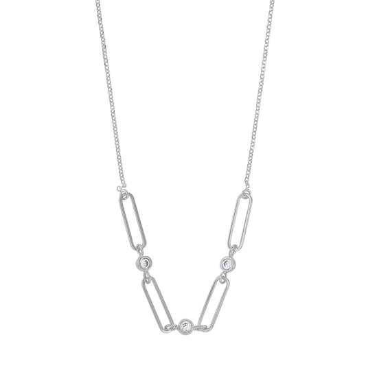 Collier 4 Ovales et 3 Oxydes  Brillance Élégante