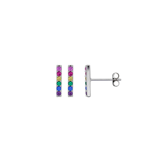 Boucles d'oreilles puces ligne pierres Élisa